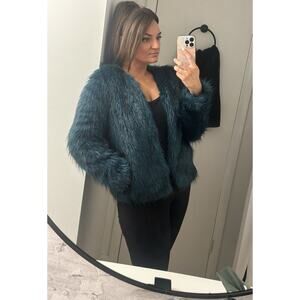 Victoria’s Secret Moda International size medium blue shag faux fur jacket